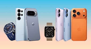 mobiltelefoner fra apple og samsung og smartklokker på tilbud