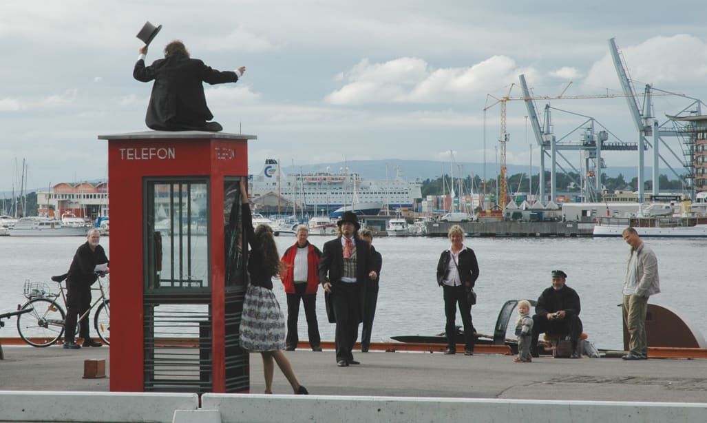 Telefonkiosken på Akershuskaia i Oslo. 