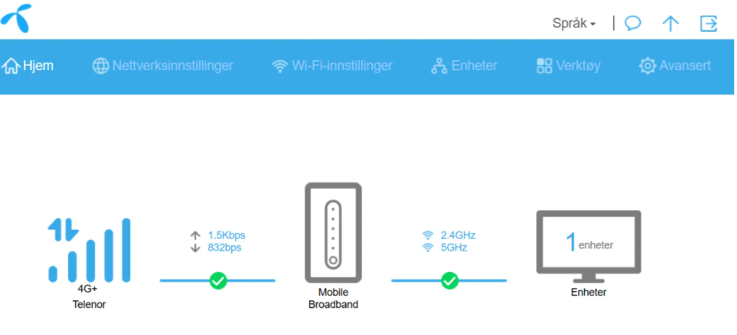 Ruteradministrasjon på Huawei B818