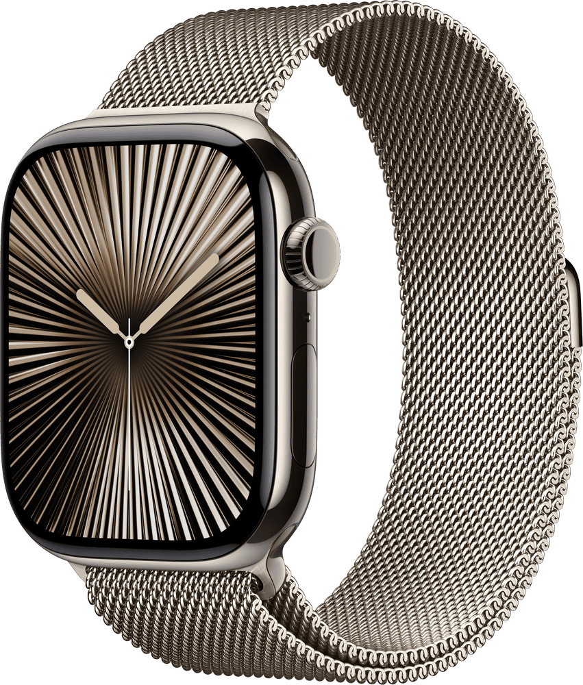 Apple Watch 10 titan naturlig milanese loop naturlig 46mm