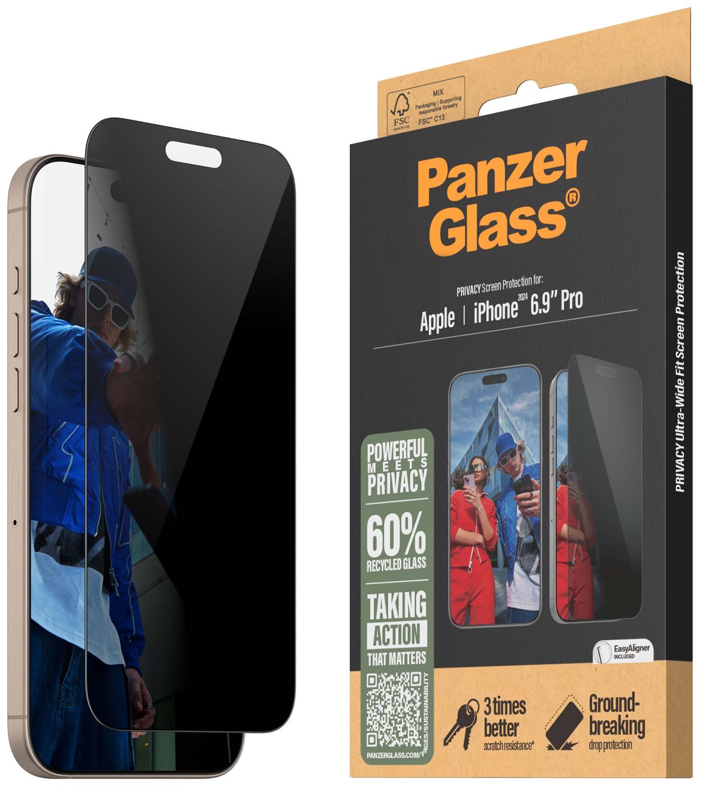 PanzerGlass Privacy UWF iPhone 16 Pro Max