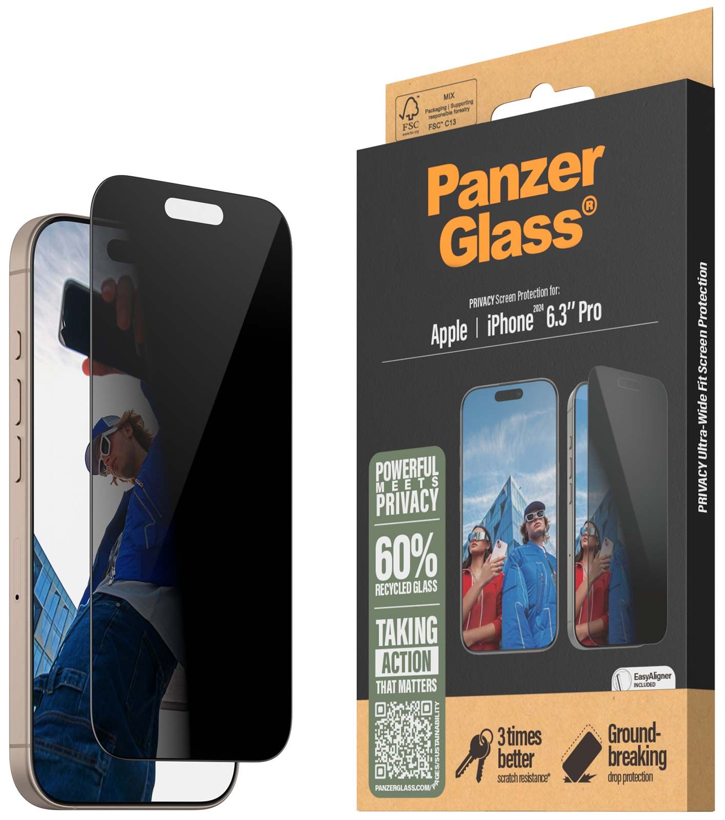 PanzerGlass Privacy UWF iPhone 16 Pro