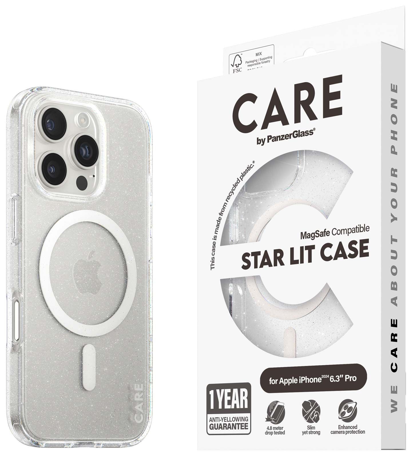 PanzerGlass CARE Case iPhone 16 Pro glitter