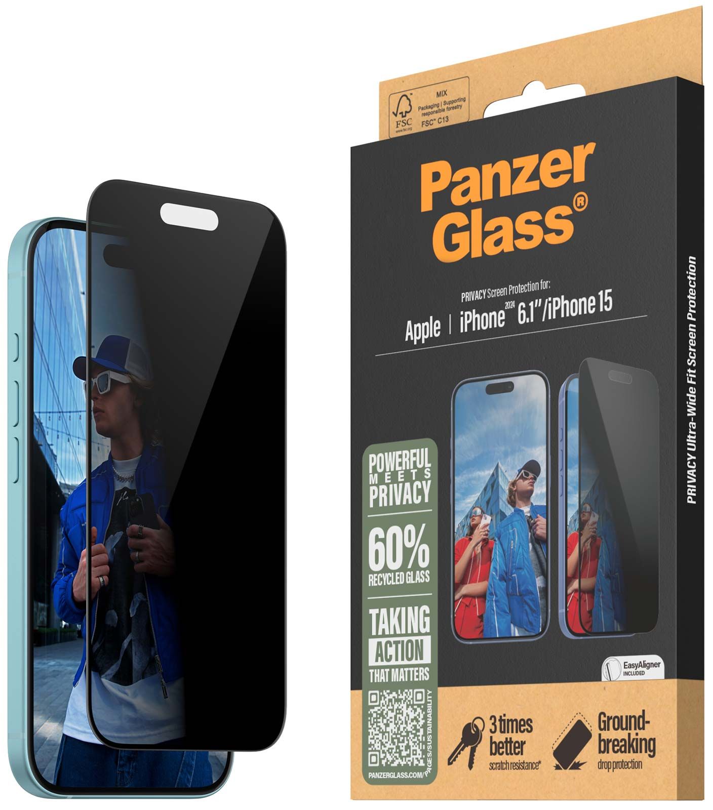 PanzerGlass Privacy UWF iPhone 16