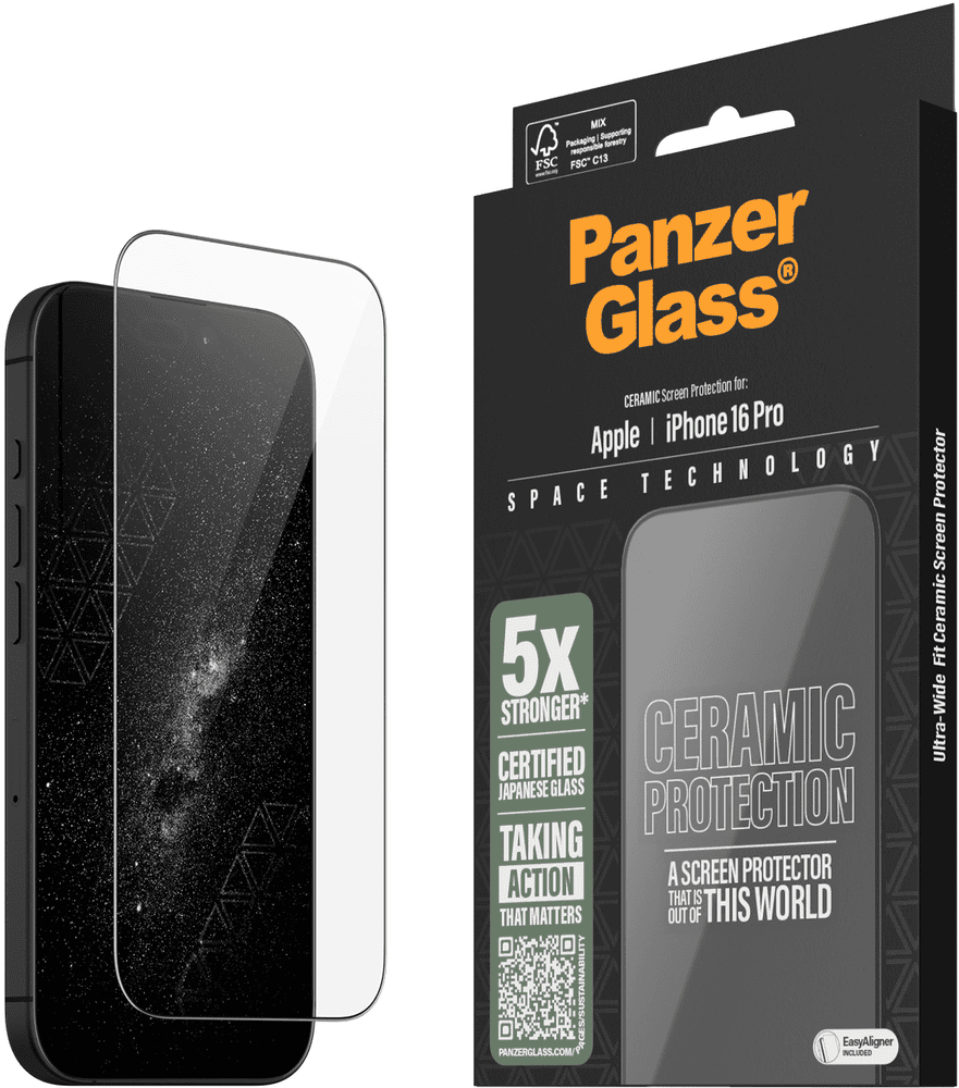 PanzerGlass Ceramic iPhone 16 Pro klar