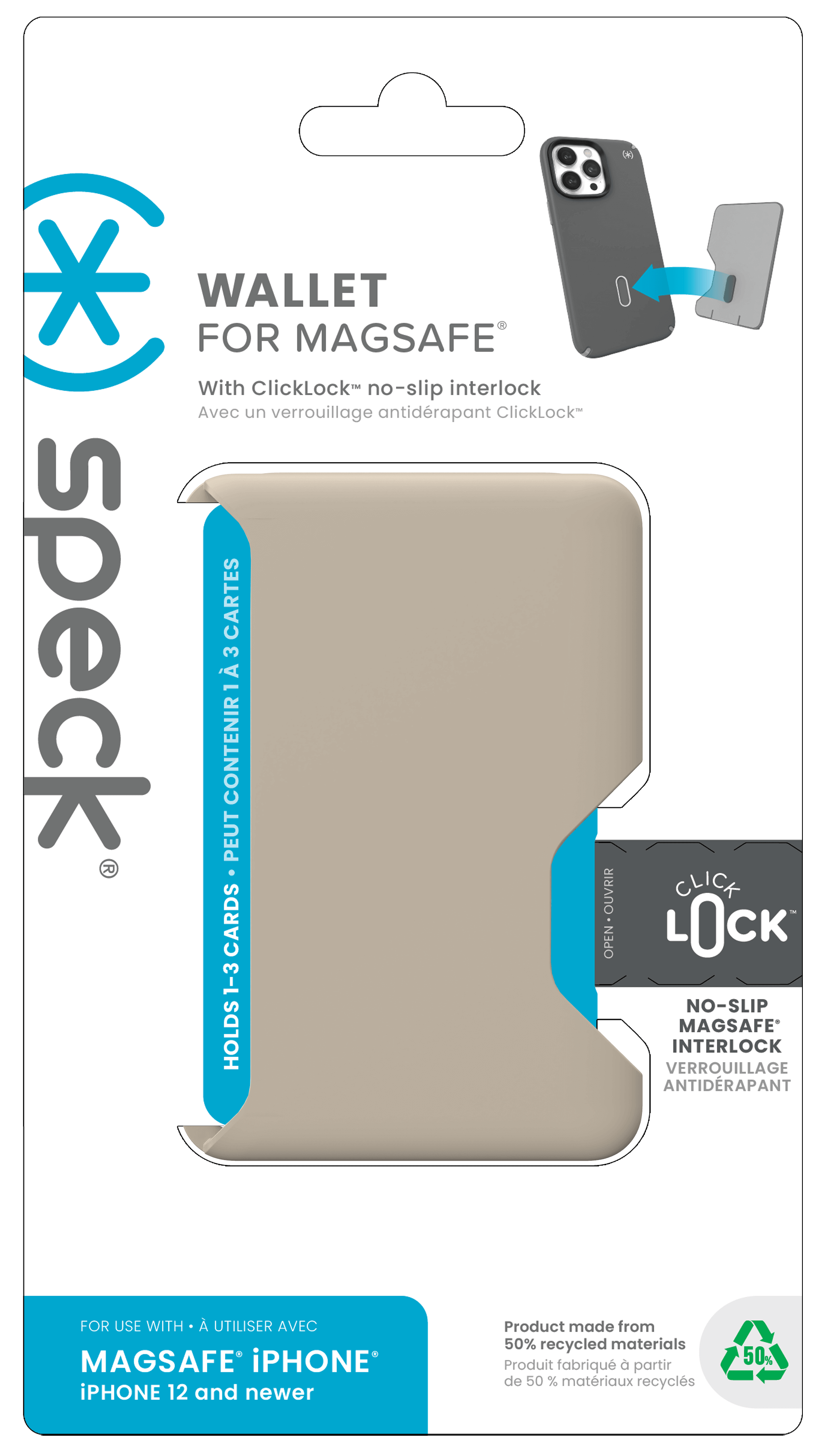 Speck clicklock wallet magsafe beige