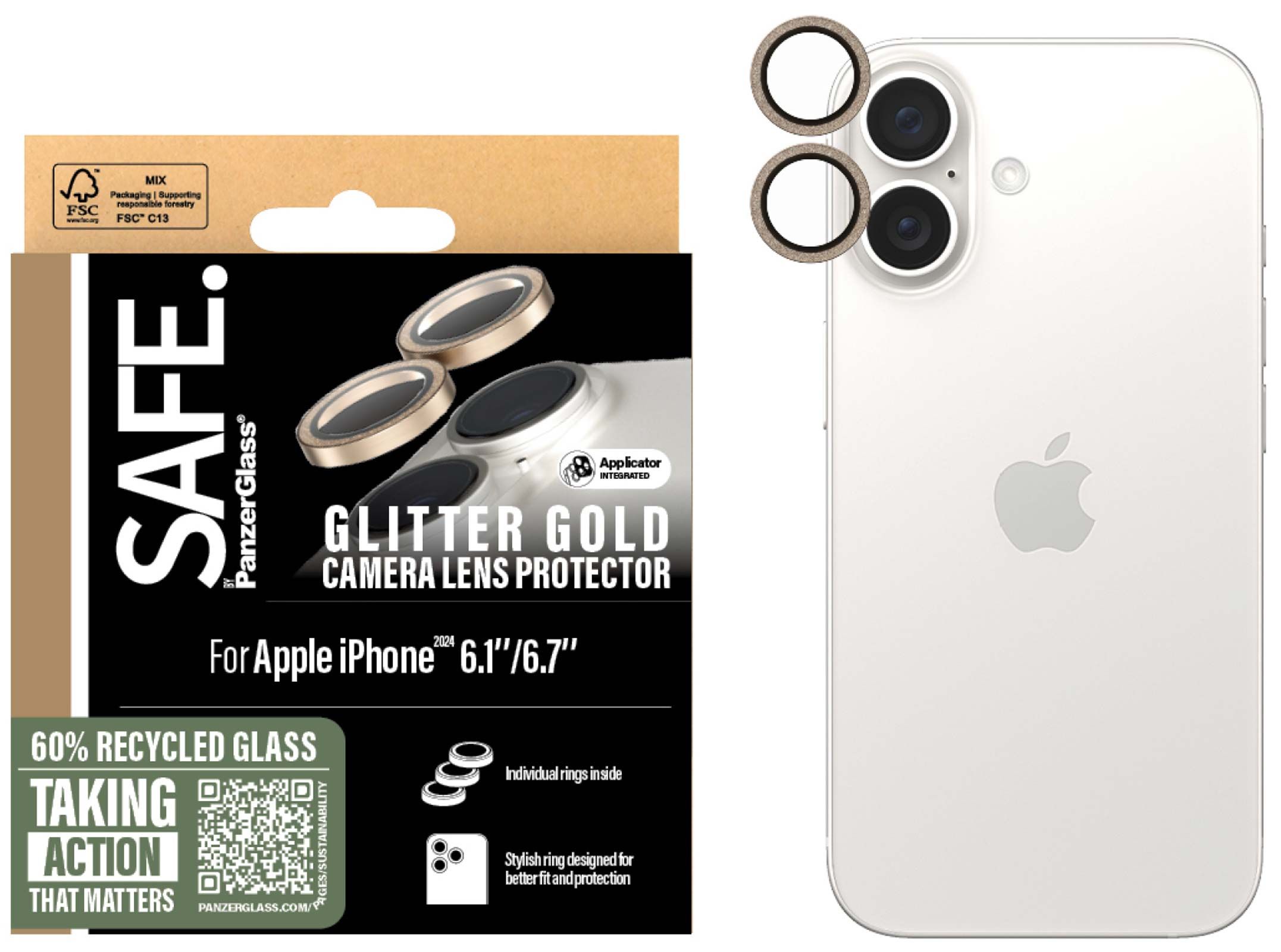 PanzerGlass SAFE Camera Hoops iPhone 16/16 Plus gull