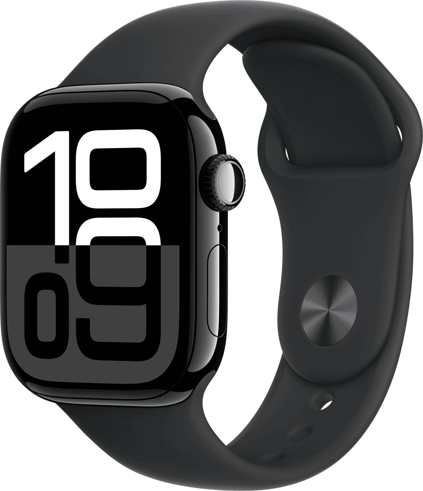 Apple Watch 10 aluminium gagatsvart sport band svart 42mm