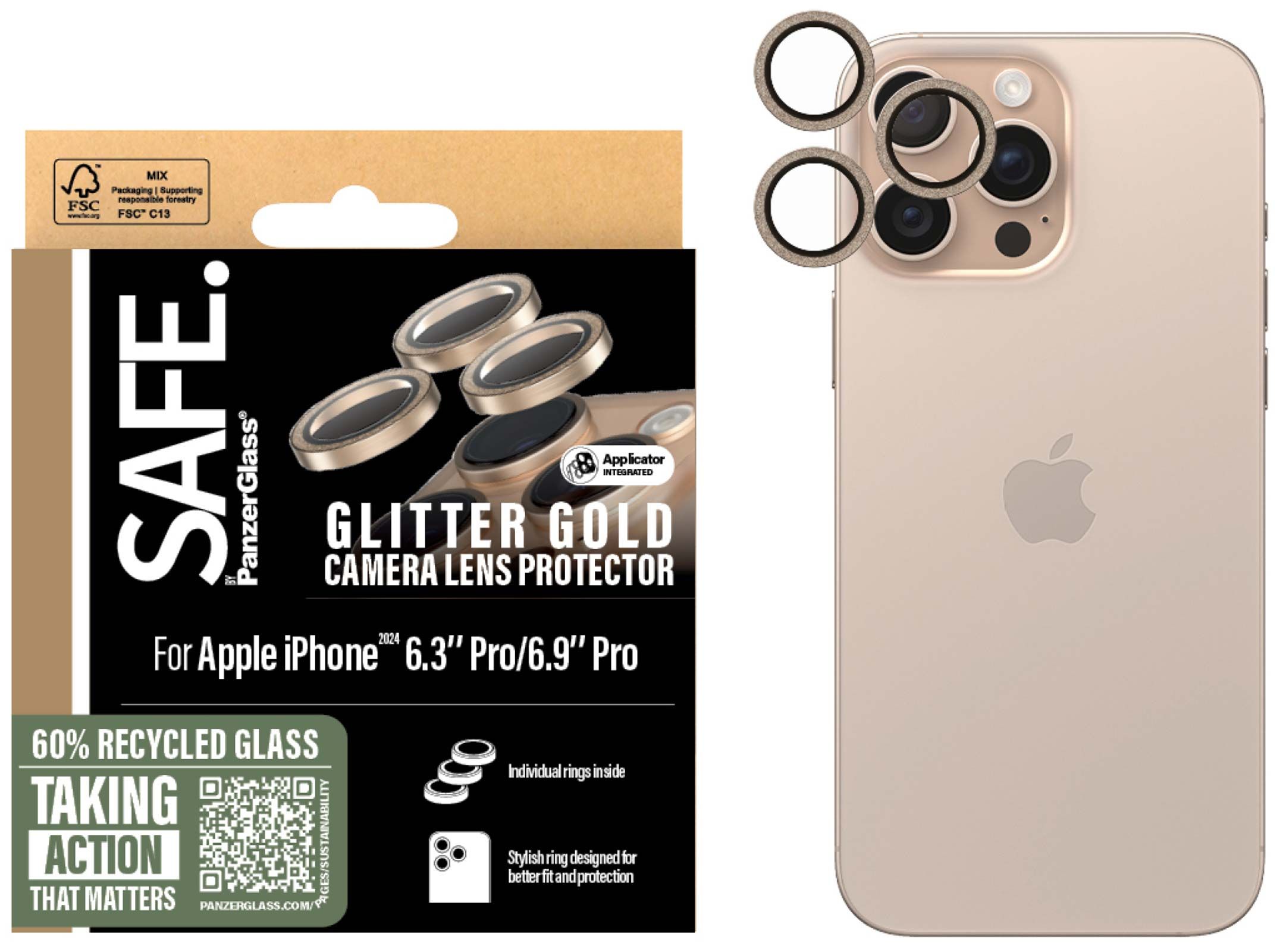 PanzerGlass SAFE Camera Hoops iPhone 16 pro/16 pro max gull