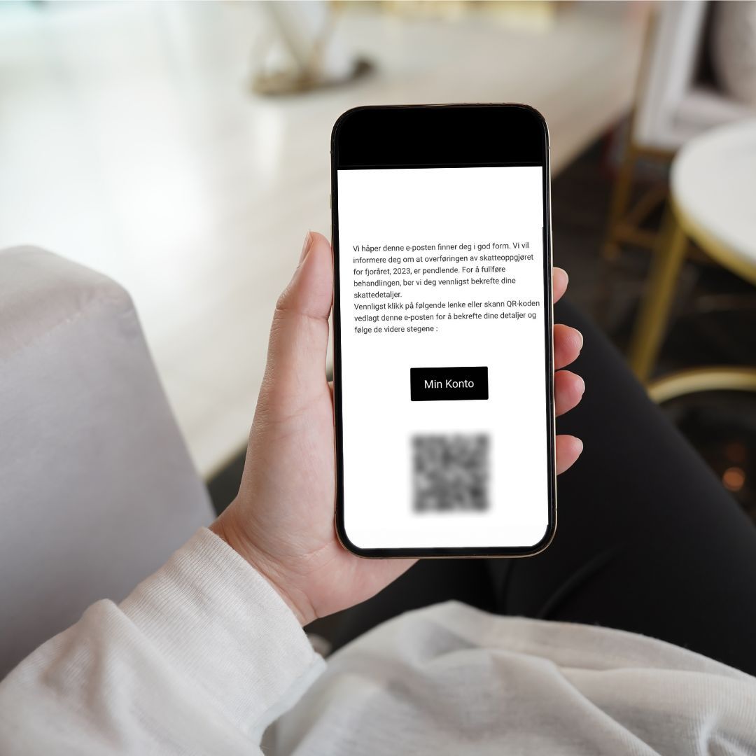 Eksempel på svindelmelding med QR-kode