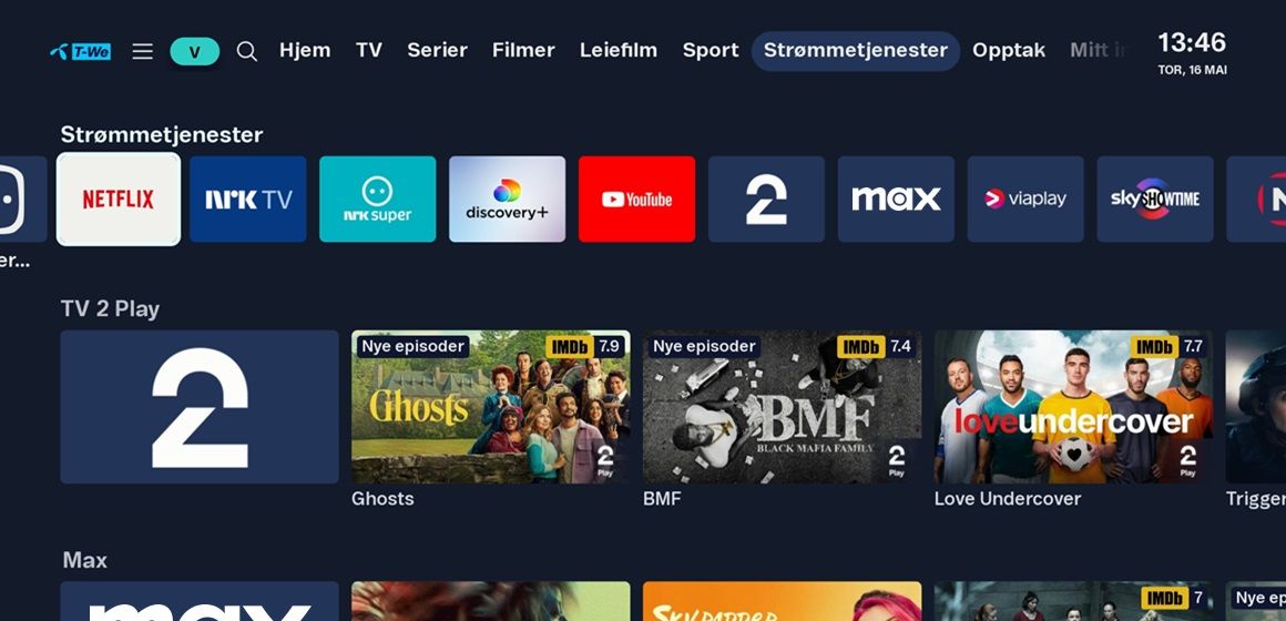 Strømmetjenester fra TV-menyen