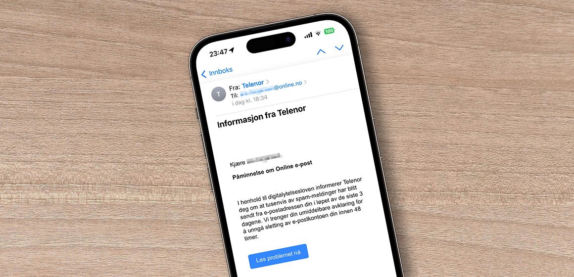 Falsk Telenor-epost: Dette er ikke en ekte e-post fra Telenor, men svindel