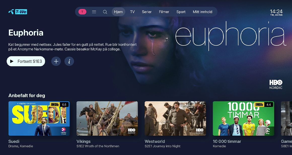 Bilde av hjemskjermen på Apple TV.