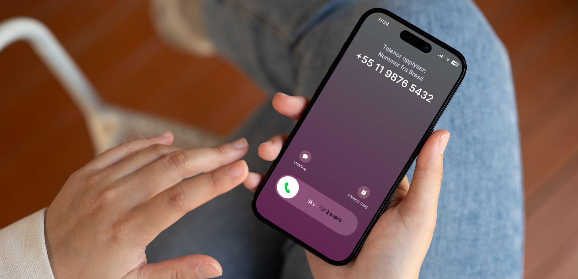 Innkommende svindelanrop fra utlandet på mobiltelefon
