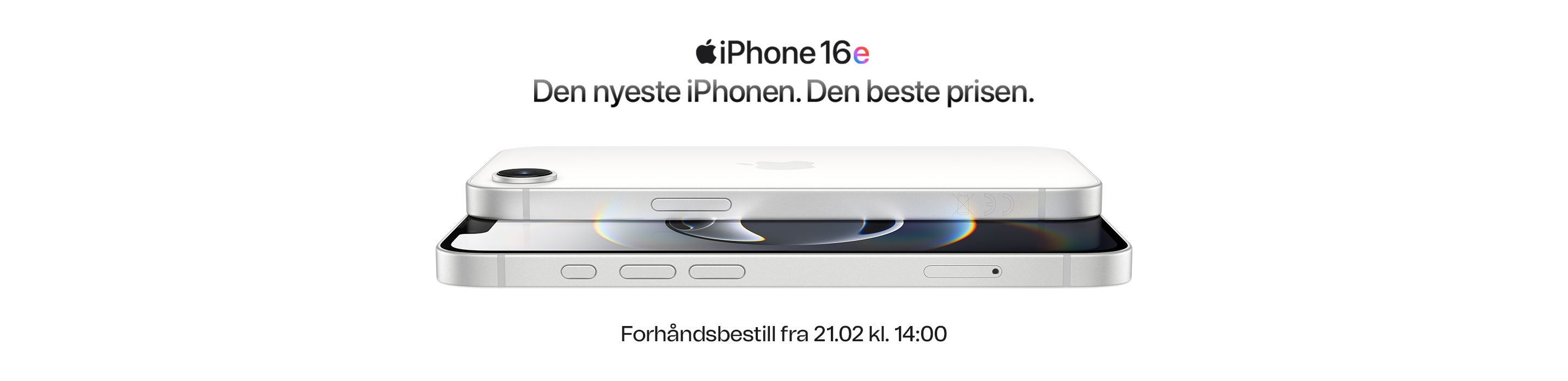 Nyhet Apple iPhone 16e i hvit finish