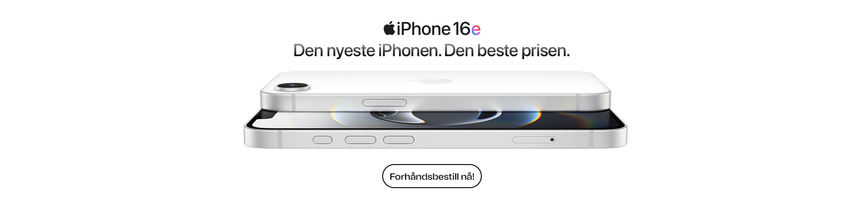 Nyhet Apple iPhone 16e i hvit finish