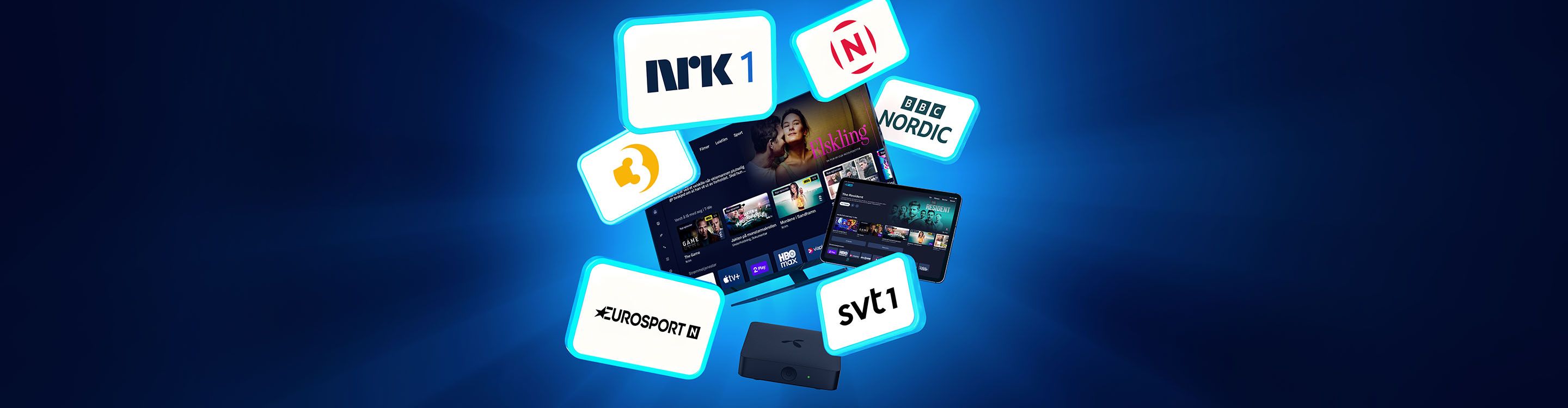 TV-kanaler med blå bakgrunn