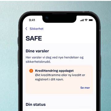 Skjermbilde av SAFE Kredittvakt i Mitt Telenor-appen