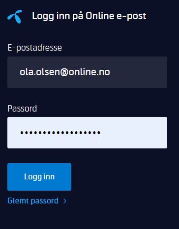 Logg inn på online.no - webmail