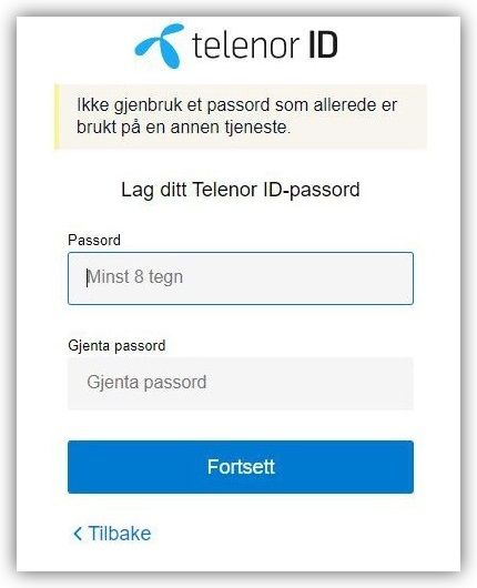 Registrere bruker telenor id - Lag et passord