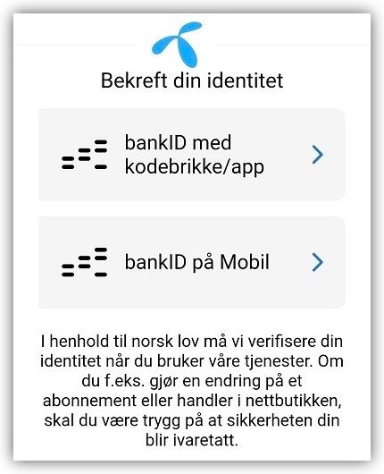 Registrere bruker telenor id - Bekreft din identitet med bank id