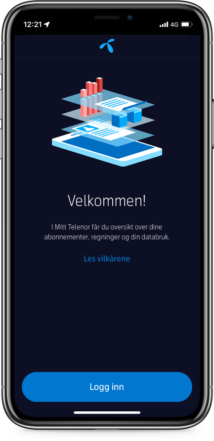 Åpne Mitt Telenor-appen og trykk på Logg inn