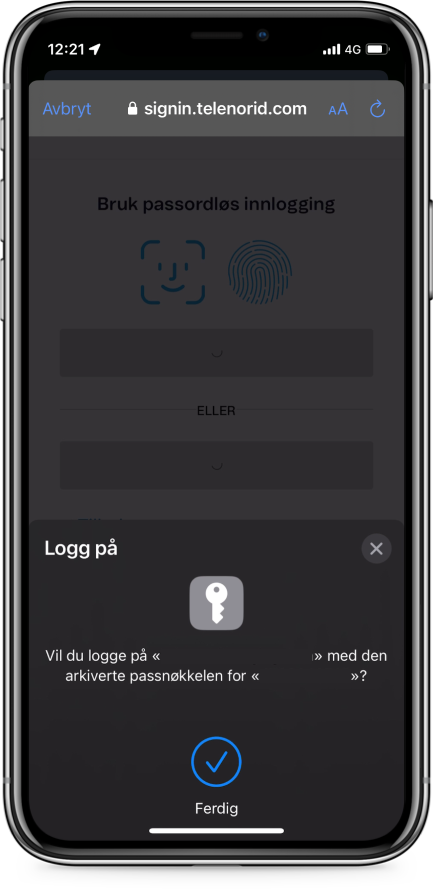 Logg inn med fingeravtrykk eller Face ID