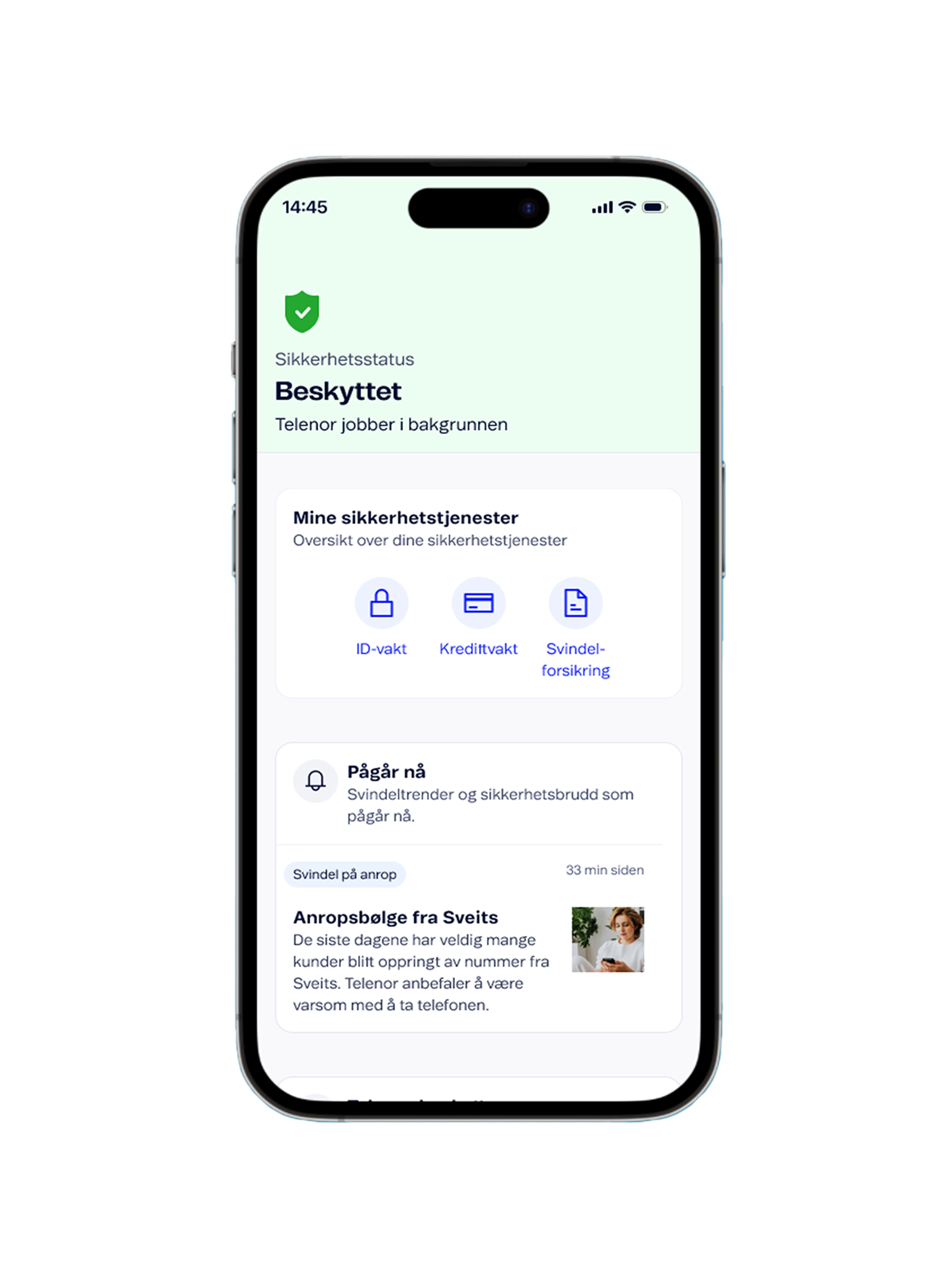 Telenor-app med sikkerhetsfunksjoner og varslinger om svindel