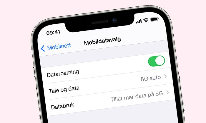 Mobildatavalg på en 5G-mobil