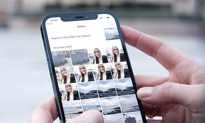 Mobilbilder som er trygt lagret i Min Sky