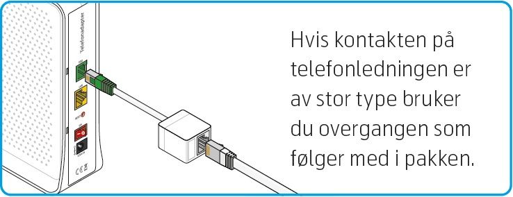 Bruk overgang hvis din telefonledning er stor type