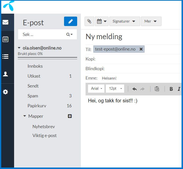 Skrive og sende e-post - webmail