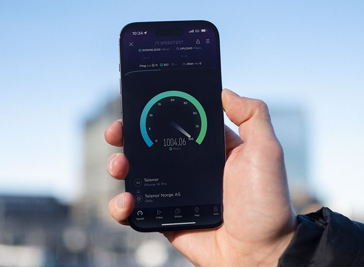 5G-mobil med speedtest