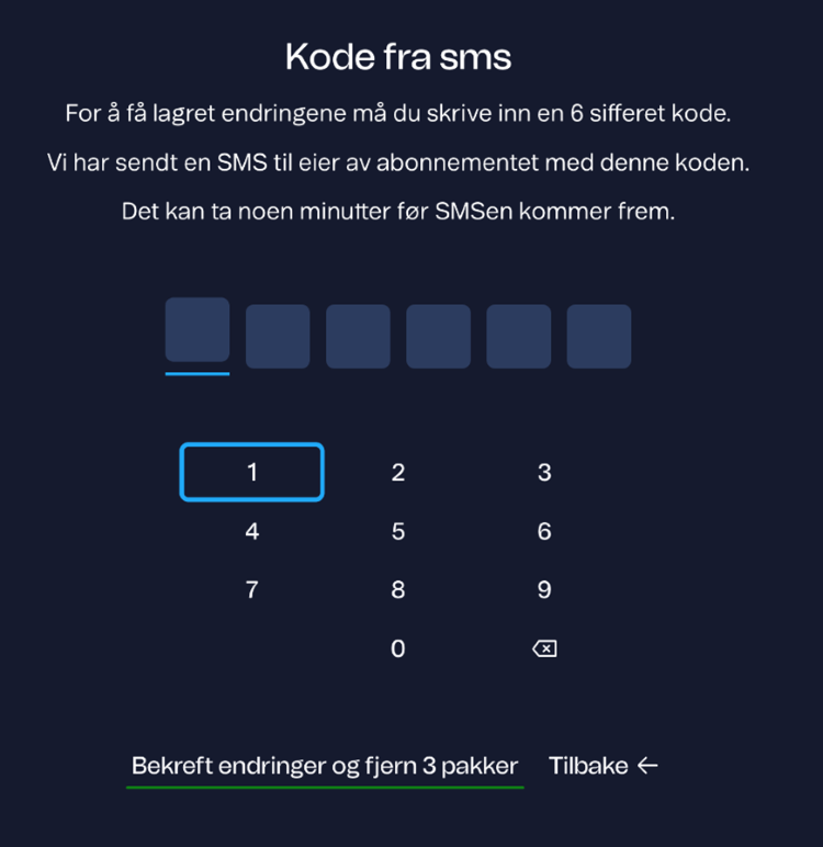 Illustrasjon på hvor man taster inn kode fra SMS