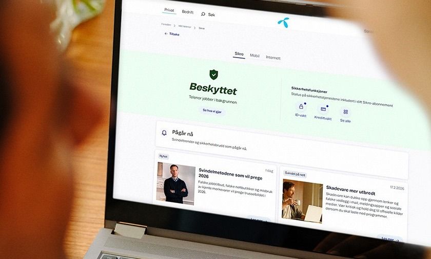 Bilde av sikkerhetssenteret i Mitt Telenor – for å vise løsninger for digital sikkerhet