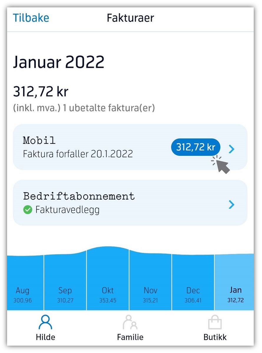 Betale faktura i Mitt Telenor - velg faktura som er ubetalt