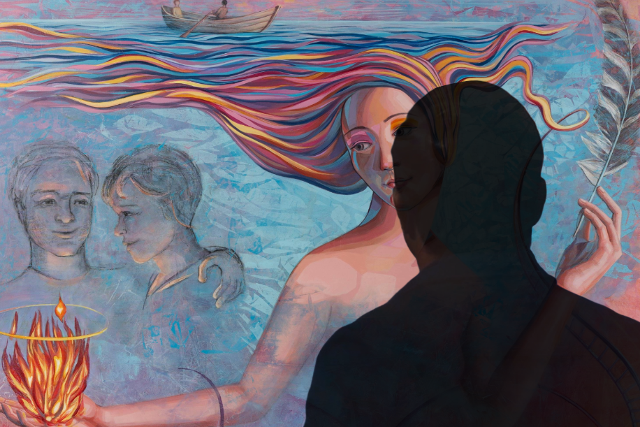 Vaibhav som ser på kunst