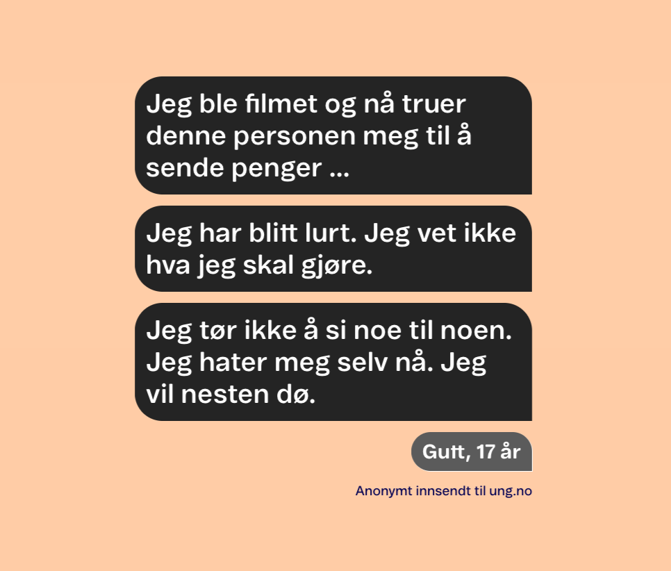 Bekymringsmelding fra en 17-åring om utpressing og selvmordstanker